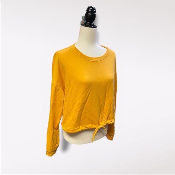 FOREVER 21 | Mustard Crop Sweater with Draw String - Picture 2 of 4